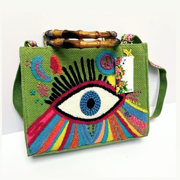 America and Beyond Handbags - NWT ⚜️🧿⚜️ America and Beyond  Groovy Evil Eye Handbag Made In India